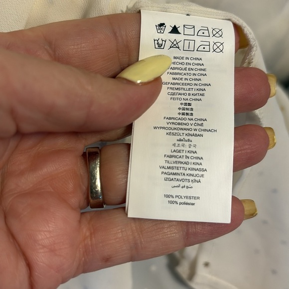 Michael Kors ivory / gold stars ruffke sleeve and shoulders blouse tie neck L - Picture 8 of 12